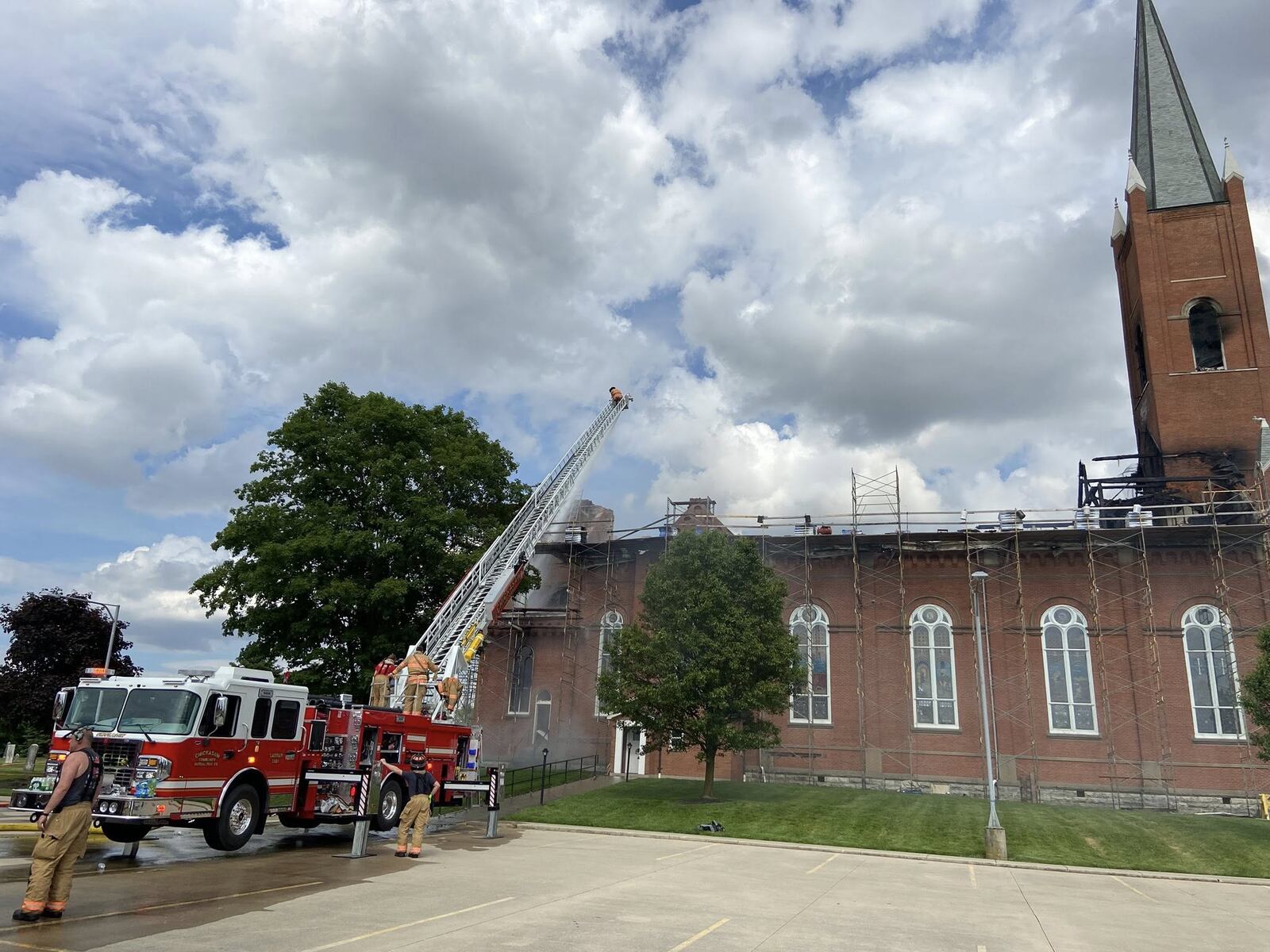 A fire broke out in Thursday where the St. John the Baptist Catholic Church in Maria Stein was declared a loss by a local fire department.

Photo courtesy / CHICKASAW VOLUNTEER FIRE DEPARTMENT / Facebook.