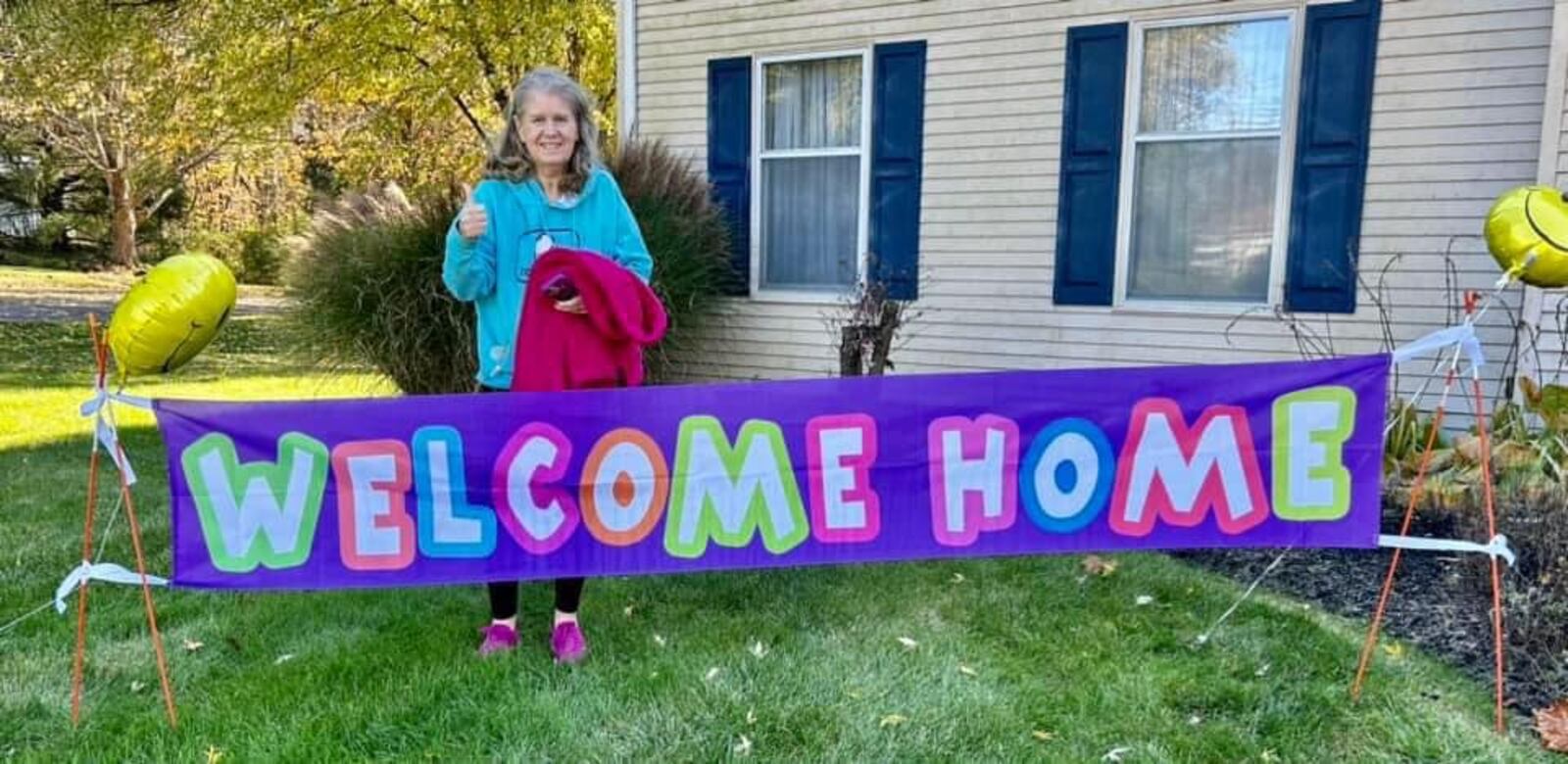 Terri Evick was greeted by this sign after she returned home after more than 400 days in the hospital. SUBMITTED PHOTO