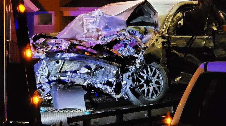 A pursuit in Hamilton ended in a crash Thursday night, Nov. 19, 2020. NICK GRAHAM/STAFF