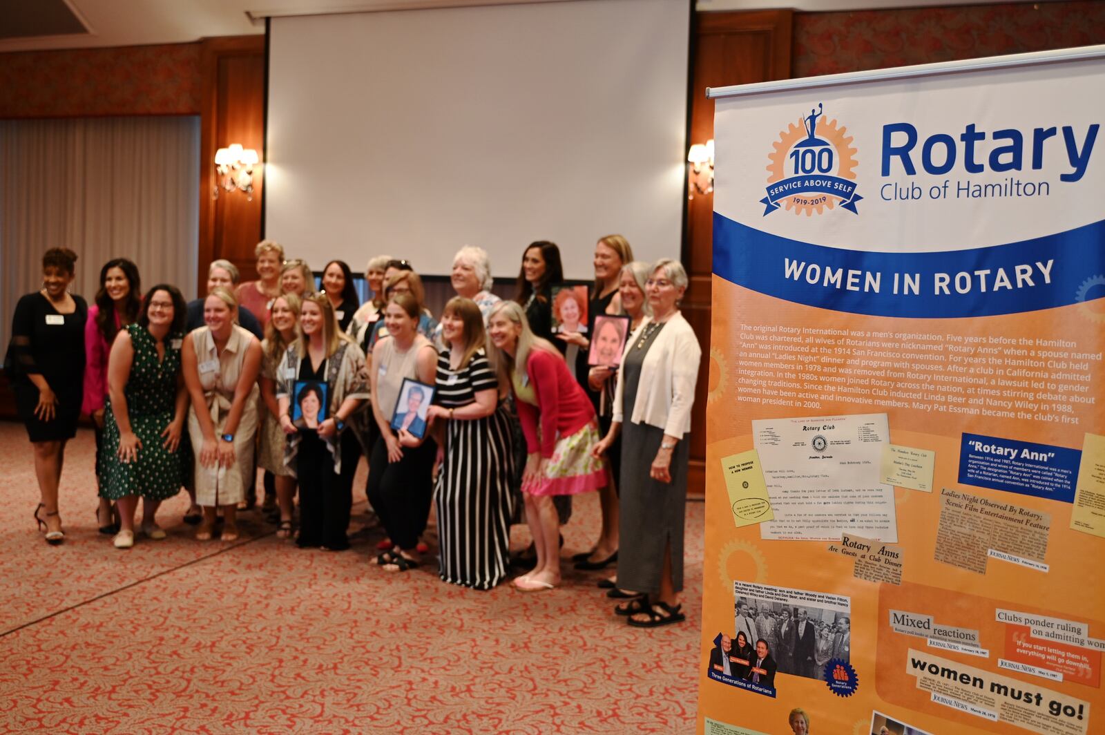 Flora Butler became the first African-American woman to be the president of the Hamilton Rotary Club, which began in 1919. Pictured are some of the women members of the Hamilton Rotary Club at the installment ceremony for the club's new board on Thursday, June 20, 2024, at the Fitton Center for Creative and Performing Arts on South Monument Avenue, Ohio. MICHAEL D. PITMAN/STAFF
