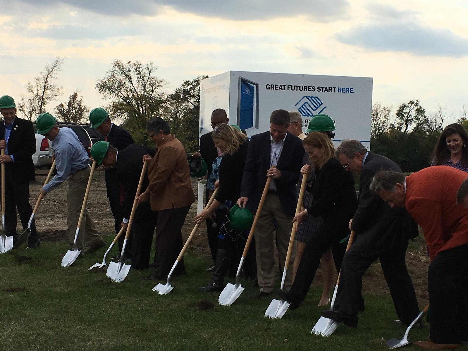 A ground-breaking ceremony for the new Boys & Girls Club of West Chester/Liberty was held Sunday afternoon and included numerous dignitaries. RICK MCCRABB / STAFF