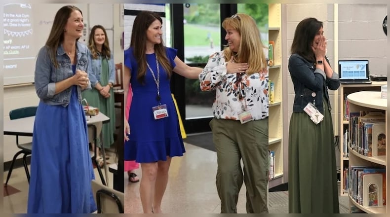 Lakota’s annual announcement of its “Educator of Excellence” awards included: Elementary (PreK-6) honoree: Diane Meyer, 5th grade teacher at Adena Elementary; secondary (7-12) winner, Bethany Dunn, English language arts teacher at Lakota West High School and administrator/support staffer winner Amy Fugate, assistant principal of Heritage Early Childhood School. CONTRIBUTED