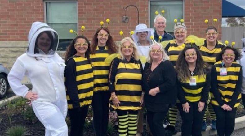 The Trenton Family Medicine team’s 2023 Halloween costume (front row, from left): Melissa Quick, MD; Heather Sorrell, MA; Brooklynn Swinney, MA; Lisa Spears, MCR; Wanda Scott, CompuNet phlebotomist; Paige Gentry, LPN; and Christy Wells, MA; (back row, from left): Anne Nestor, MD; Scott Glickfield, MD; Patty Bolen, MCR; and Chelsey Elam, MA. CONTRIBUTED