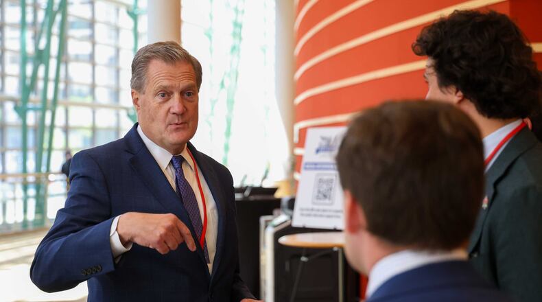 Congressman Mike Turner speaks to delegates following the NATO Parliamentary Assembly Monday, May 26, 2025. BRYANT BILLING / STAFF