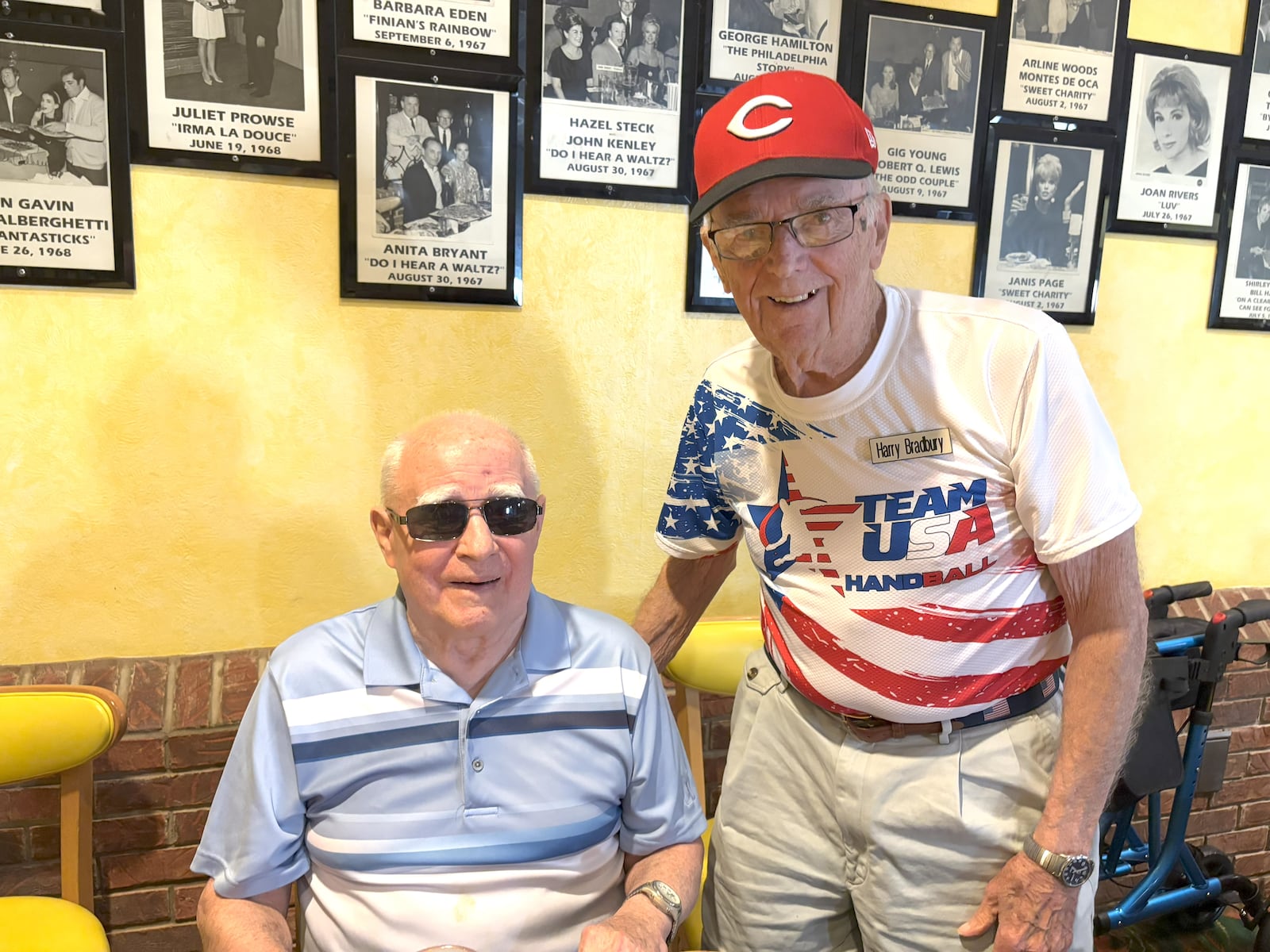 Harry Bradbury and Larry Smith, lifelong pals, share some memories at Larry’s 87th birthday celebration. TOM ARCHDEACON / CONTRIBUTED PHOTO