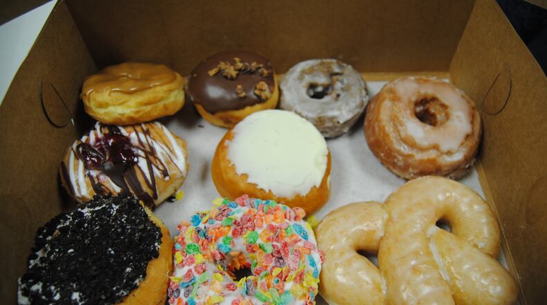 A sampling of donuts available at the small, family-run stores along the Butler County Donut Trail. ERIC SCHWARTZBERG/STAFF