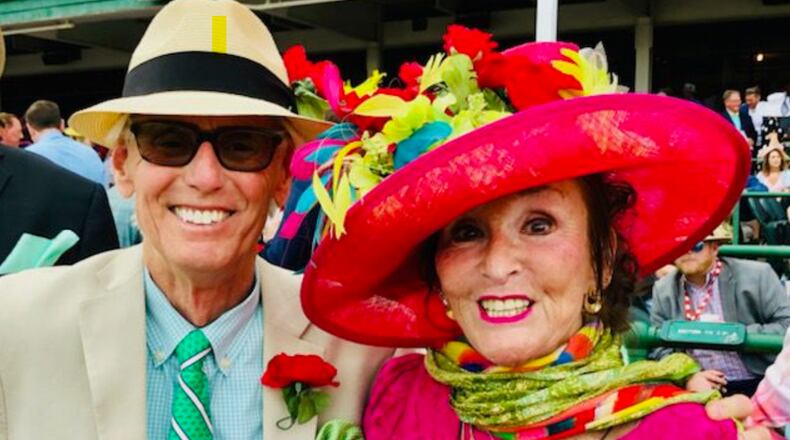 Rick Stevens-Gleason, and his wife, Helen Stevens-Gleason, of Middletown, were all smiles Saturday for the 149th running of the Kentucky Derby at Churchill Downs. They own 200 shares of Mage, the Derby winner. SUBMITTED PHOTO