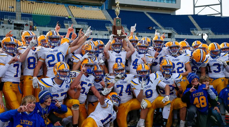 Marion Local defeated Newark Catholic 42-7 on Saturday in the Division VII state championship game at Tom Benson Hall of Fame Stadium in Canton. Michael Cooper/CONTRIBUTED