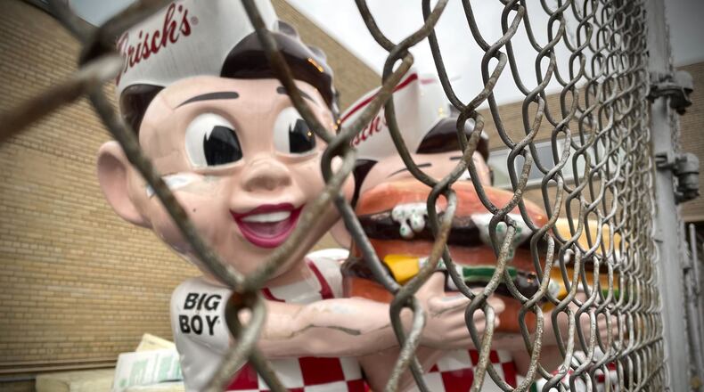 More than 20 iconic Frisch's Big Boy statues can be found in a gated area dubbed on social media as the “Big Boy Graveyard” in Cincinnati. NATALIE JONES/STAFF