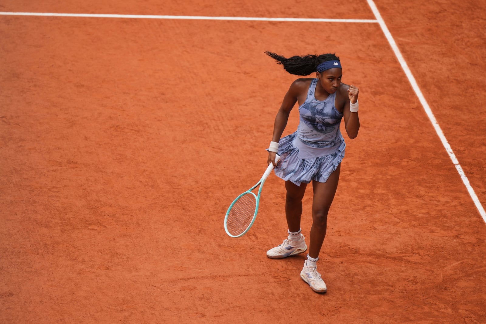 United States' Coco Gauff reacts during the final match of the French Tennis Open at the Roland-Garros against Aryna Sabalenka of Belarus in Paris, Saturday, June 7, 2025. (AP Photo/Thibault Camus)