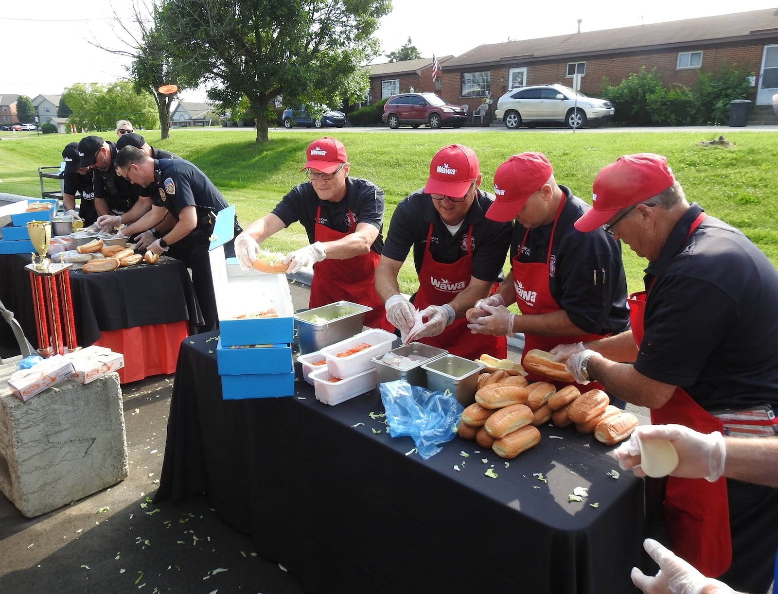 Wawa’s second location in Ohio — and Butler County — is now open in Fairfield.
The grand opening that happened at 9 a.m. Thursday, June 26, 2025, was celebrated with free t-shirts for customers, free hot, any-size coffee, and a “Hoagies for Heroes” hoagie building contest between the Fairfield police and fire departments, which was won by the police department. PROVIDED/CITY OF FAIRFIELD