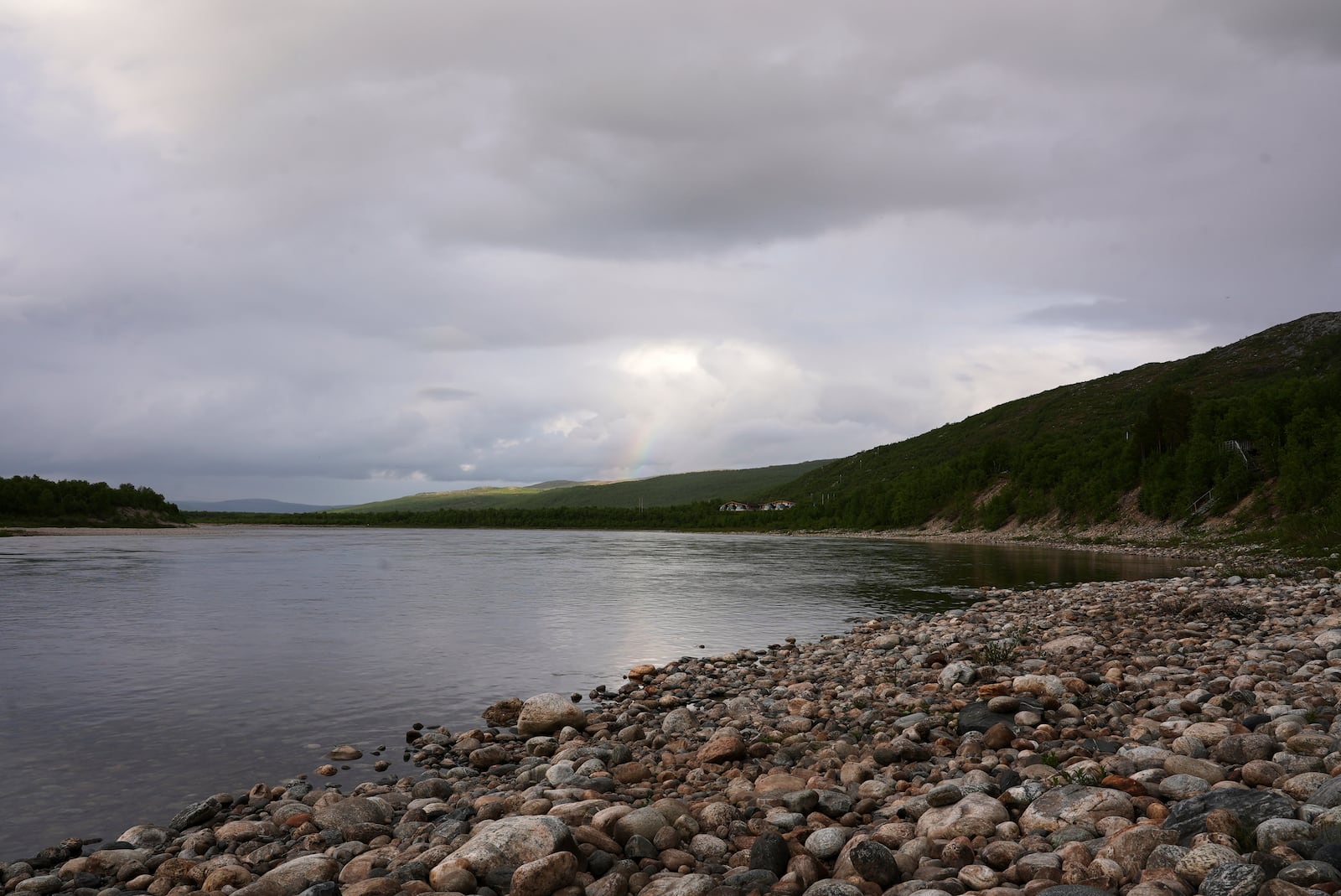 Part of Utsjoki village is seen in north of the Arctic circle, Finland, Sunday, July 6, 2025. (AP Photo/Heli Sivunen)
