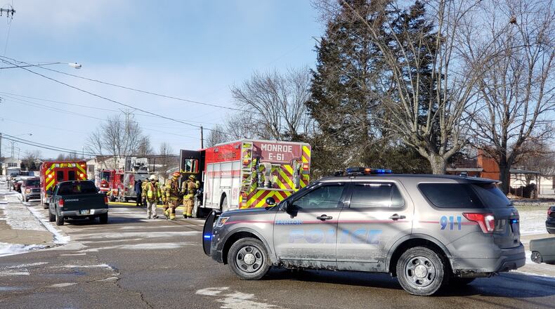 Crews from Trenton, Middletown, Monroe and St. Clair Twp. responded to the report of a fire at the single-family home in the 400 block of Aberdeen Dr. in Trenton on Wednesday, Jan. 30, 2019. NICK GRAHAM / STAFF
