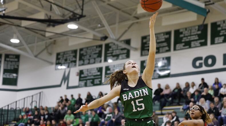 Badin defeated Trotwood-Madison 47-31 in their Division II district final basketball game Friday, Feb. 25, 2022 at Mason Middle School. NICK GRAHAM/STAFF