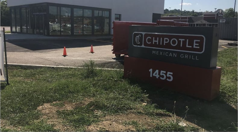 Construction is continuing on the future Chipotle restaurant along Main Street in Hamilton. MIKE RUTLEDGE/STAFF