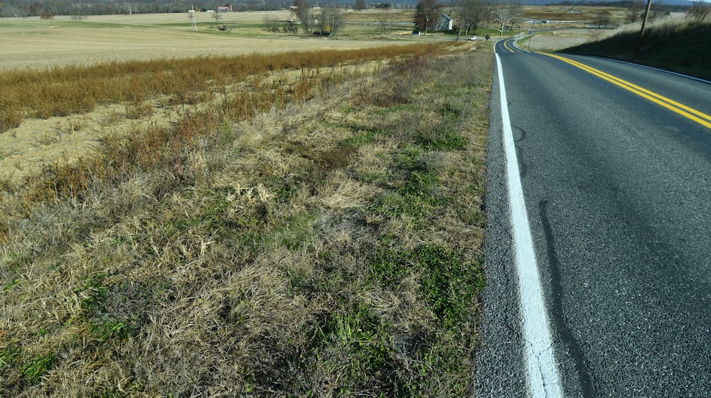 This stretch of land between the Conodoguinet Creek and Country Club Road near Carlisle, Pennsylvania, is in the planning stages to become a $15 billion data center complex, Friday Nov. 14, 2025, in Carlisle, Pa. (AP Photo/Marc Levy)