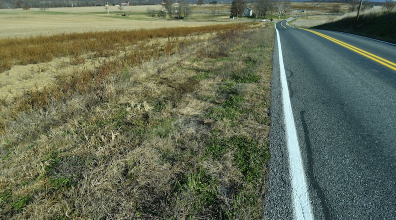 This stretch of land between the Conodoguinet Creek and Country Club Road near Carlisle, Pennsylvania, is in the planning stages to become a $15 billion data center complex, Friday Nov. 14, 2025, in Carlisle, Pa. (AP Photo/Marc Levy)