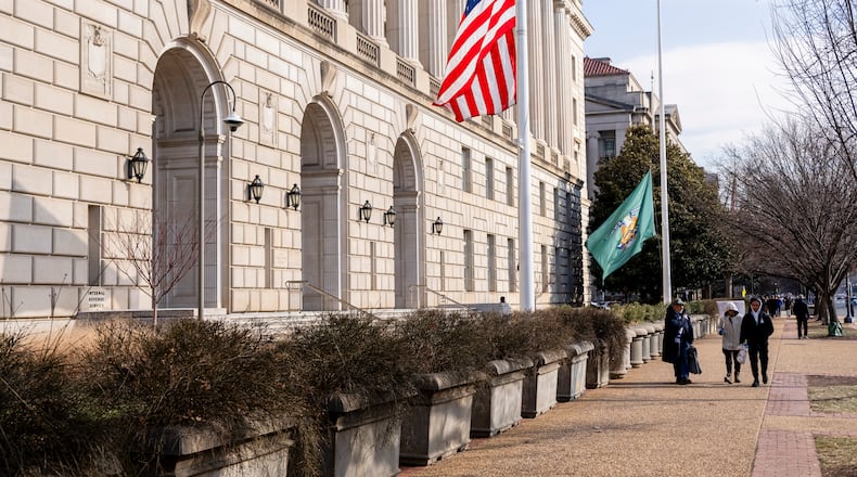 FILE — The Internal Revenue Service in Washington, Jan. 24, 2025. The Trump administration started firing about 6,700 employees at the Internal Revenue Service on Thursday, Feb. 20, according to people familiar with the matter, extending its cost-cutting measures to the federal agency responsible for collecting tax revenue from millions of Americans. (Eric Lee/The New York Times)