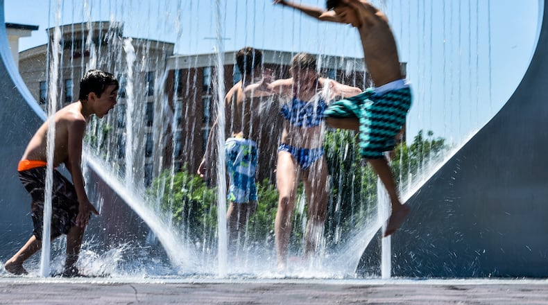 The fountain at Marcum Park will remain open until mid-October. NICK GRAHAM/STAFF