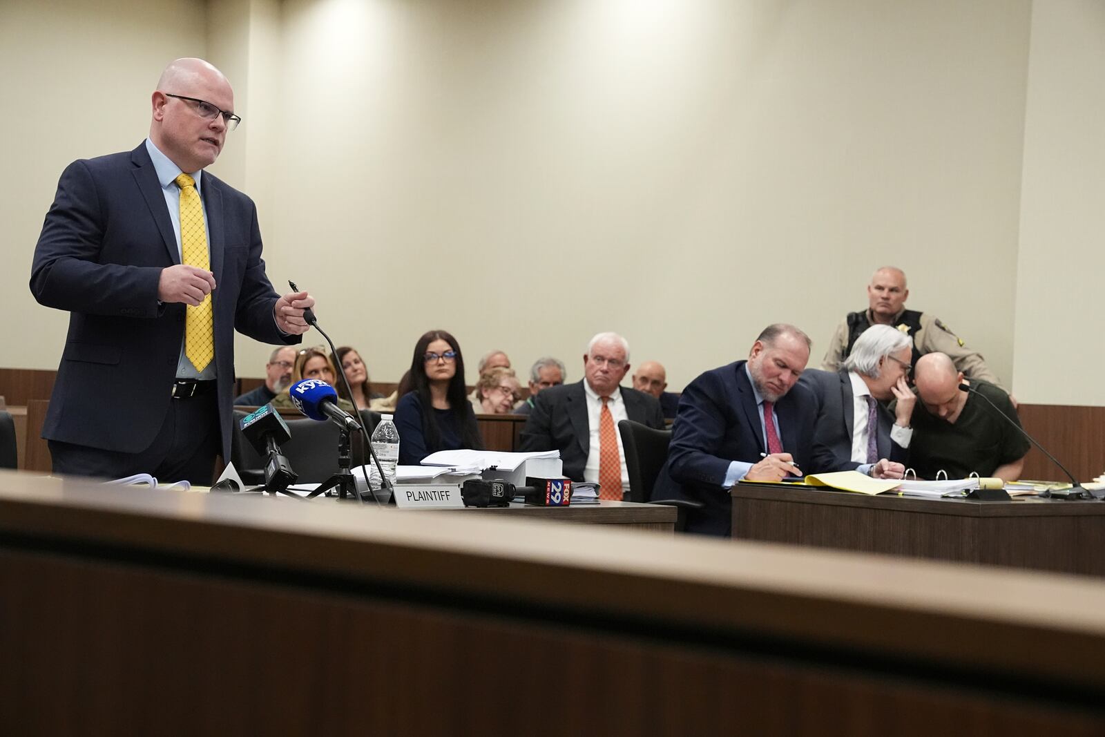 Sean M. Higgins, the driver charged with killing NHL hockey player Johnny Gaudreau and his brother Matthew as they bicycled on a rural road, appears at the county courthouse in Salem, N.J., Tuesday, April 15, 2025. (AP Photo/Matt Rourke)
