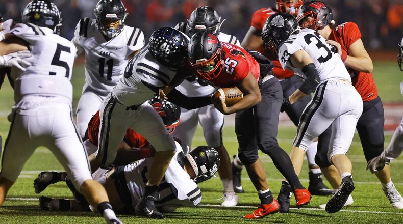 Lakota West running back Cameron Goode carries the football during their 34-7 win over Lakota East Friday, Oct. 22, 2021 at Lakota West High School in West Chester Township. NICK GRAHAM/STAFF