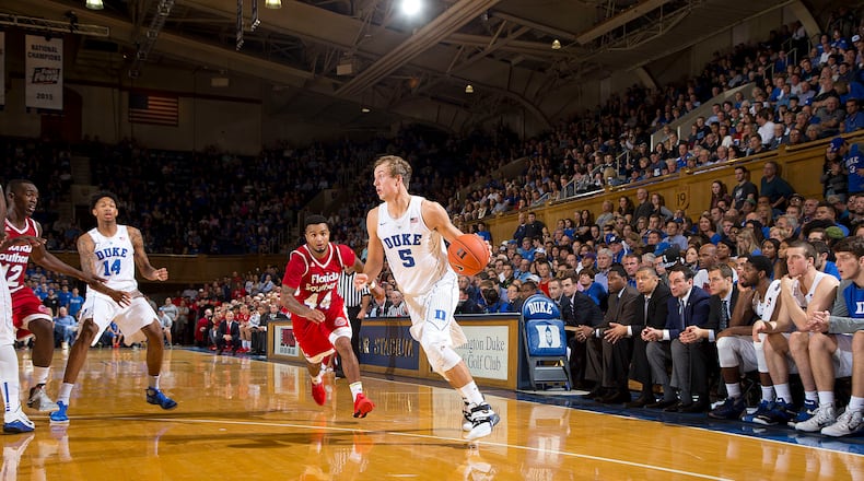 Luke Kennard dribbles toward the basket Oct. 30 during Duke’s 112-68 exhibition victory over Florida Southern at Cameron Indoor Stadium in Durham, N.C.