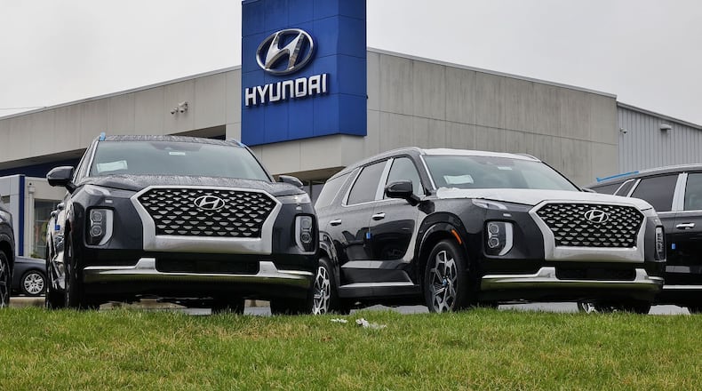 New vehicles for sale at Jeff Wyler Hyundai of Fairfield on Ohio 4 in Fairfield. NICK GRAHAM/FILE