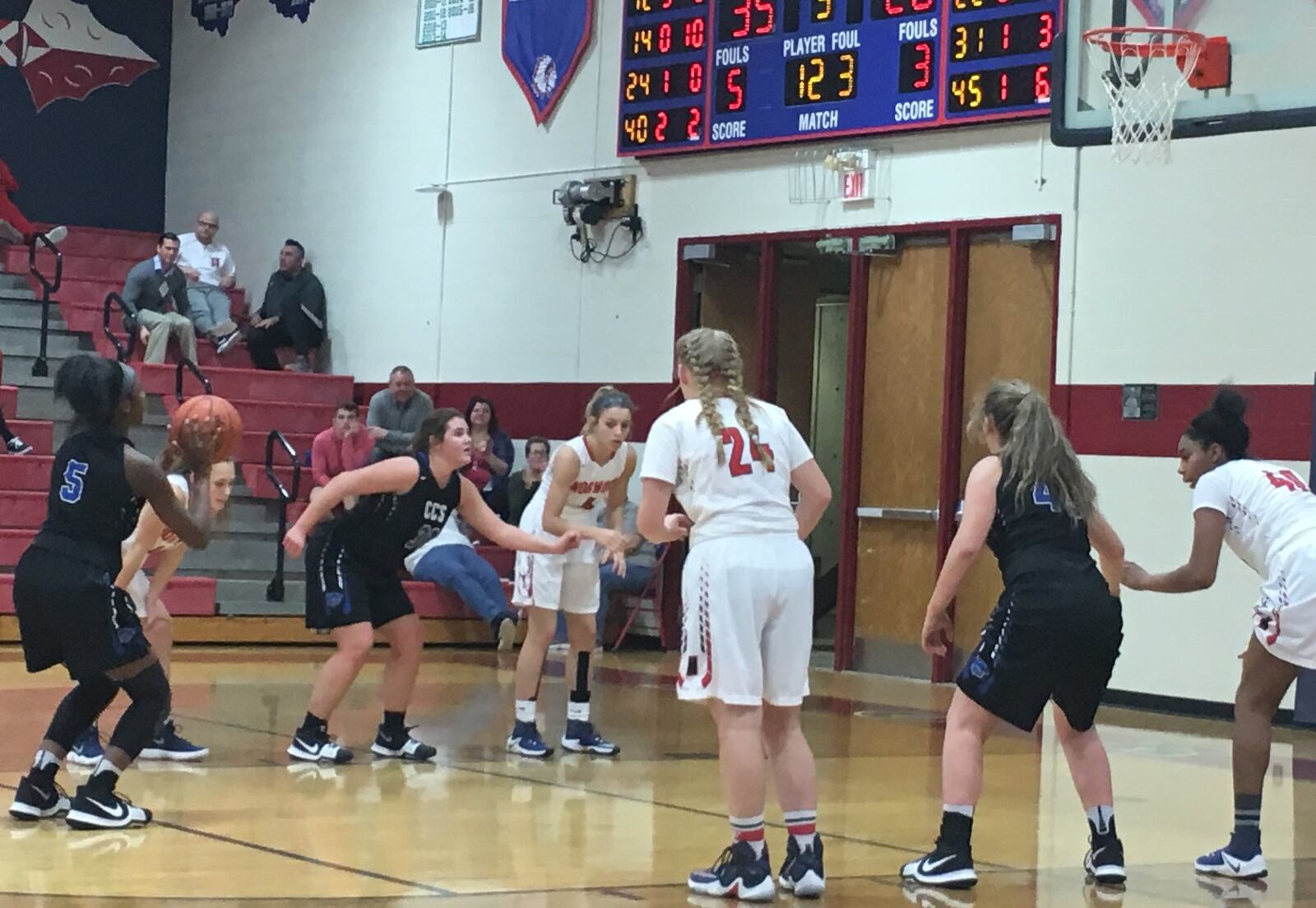 Cincinnati Christian’s Aaliyah Johnson (5) prepares to put up a free throw during Wednesday night’s game at Norwood. RICK CASSANO/STAFF