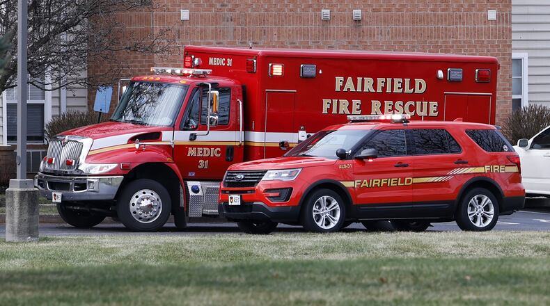 Fairfield City Council is considering placing a levy on the May 3 primary ballot, but the type, size and length of the ballot have not been decided. The levy is needed because of budget increases due to added overtime costs which were needed as the department is having a difficult time finding and retaining part-time firefighters. Pictured is the Fairfield Fire Department responding to a medical call at The Waterford at Fairfield senior living community Wednesday, Jan. 12, 2022 in Fairfield. NICK GRAHAM / STAFF
