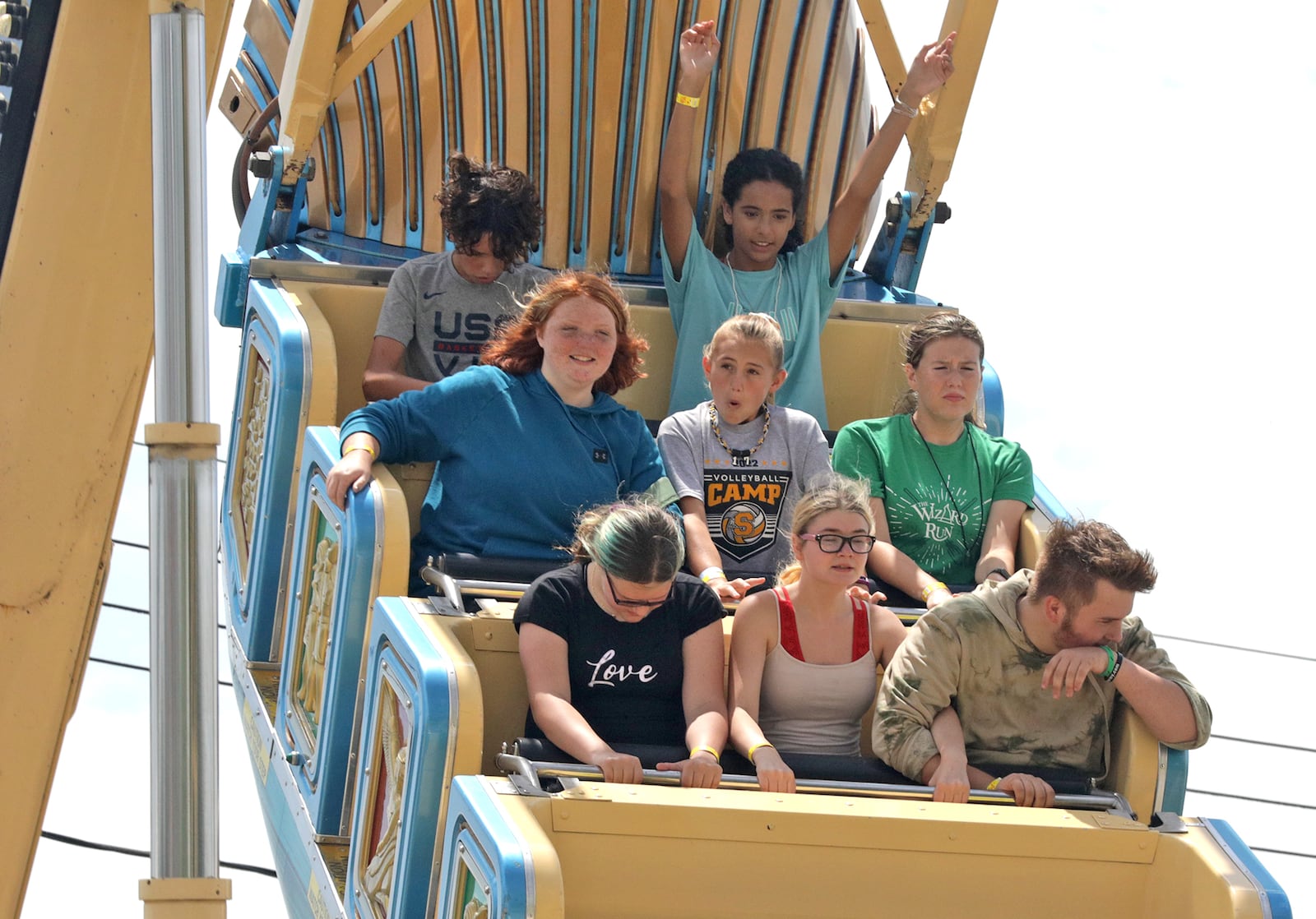 Fairgoers on one of the midway rides at the Clark County Fair Wednesday, July 27, 2022. BILL LACKEY/STAFF