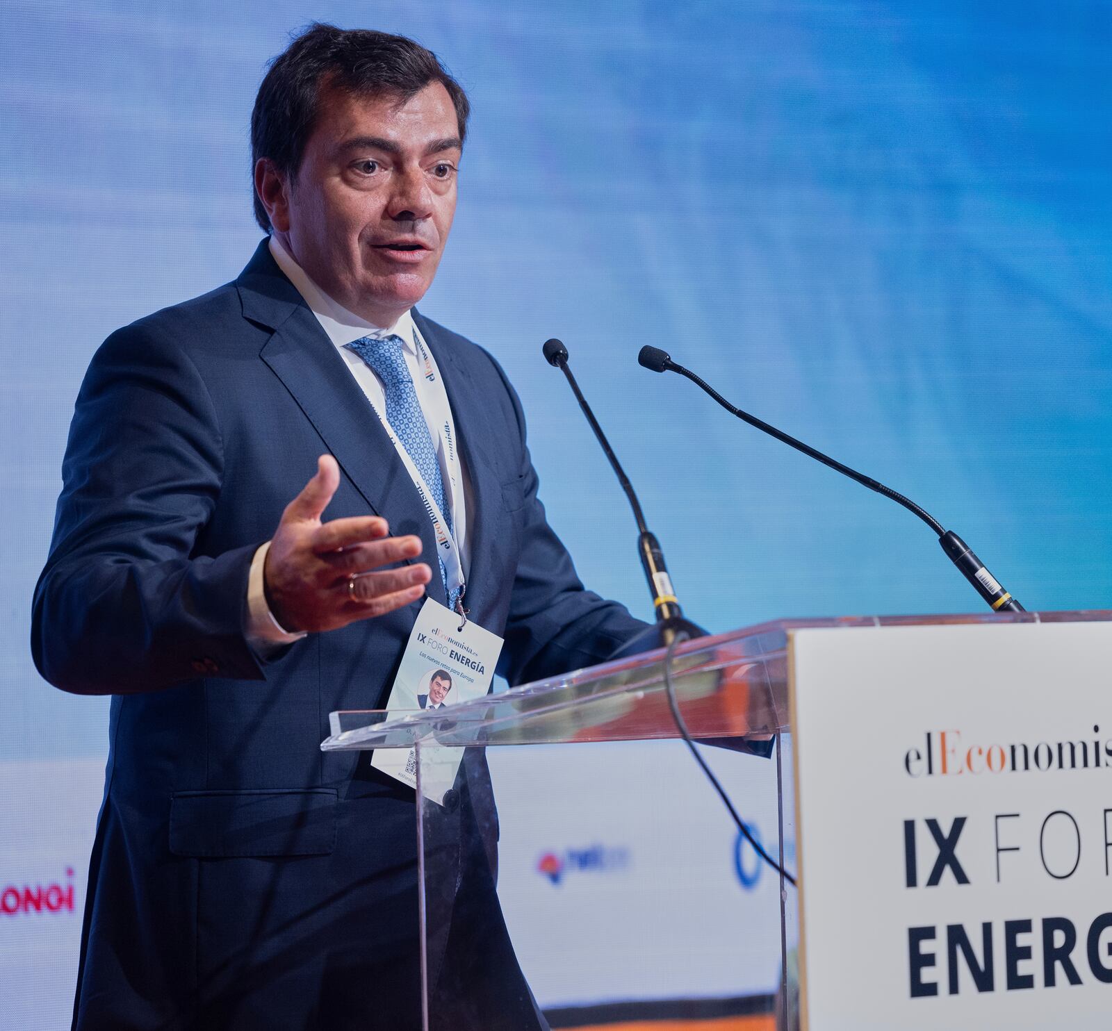 FILE - Siemens executive Agustin Escobar speaks during a conference in Madrid, Spain, Sept. 5, 2024. (Eduardo Parra/Europa Press via AP)