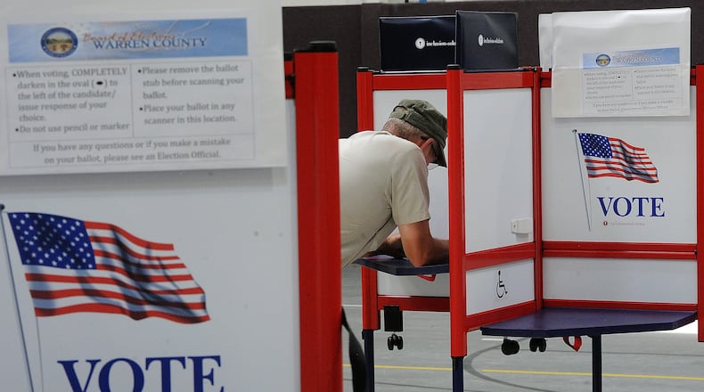 Scott Camery, votes Tuseday Aug. 2, 2022 at the Waynesville Community Church in Warren County. MARSHALL GORBY\STAFF