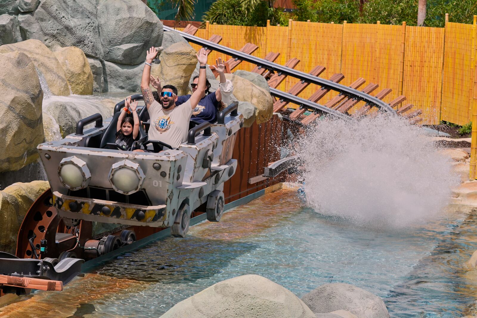 Guests ride the Mine-Cart Madness coaster in Super Nintendo World at Epic Universe at Universal Resort Orlando Thursday, April 10, 2025, in Orlando, Fla. (AP Photo/John Raoux)