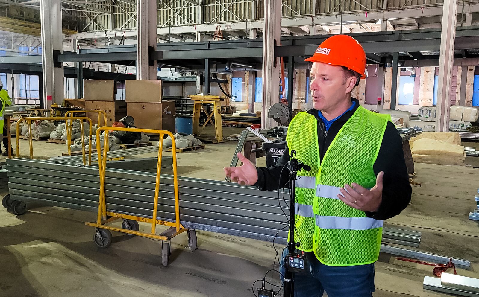 During a media tour Friday, April 30, 2021 of Spooky Nook Sports Champion Mill in Hamilton it was announced that Municipal Brew Works will be expanding adding a second location inside Spooky Nook Sports in the convention and hotel side of the project. Jim Goodman with Municipal Brew Works talks about the project and how it will allow them to expand their offerings. NICK GRAHAM / STAFF
