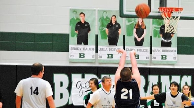 The Southwest Ohio Special Olympics Regional basketball tournament will be held on Saturday, Feb. 4, 2023, at Spooky Nook Sports Champion Mill in Hamilton, Ohio. Pictured is a game of Special Olympic players a few years ago of an exhibition game at halftime at a Badin High School basketball game. PROVIDED