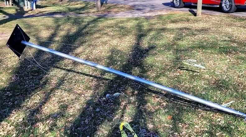 Three of the four speakers that provide holiday music at Light Up Middletown in Smith Park were stolen over the Thanksgiving weekend, said Bill Becker. He said someone knocked down the poles and stole the speakers. PROVIDED PHOTO