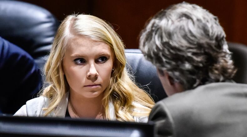 Brooke Skylar Richardson, the Carlisle teen charged with aggravated murder for the death of her infant found buried in the back yard, appeared in Warren County Court with her defense attorney Charles M. Rittgers, for pretrial hearing, Wednesday, Sept. 27, 2017 in Lebanon. NICK GRAHAM / STAFF