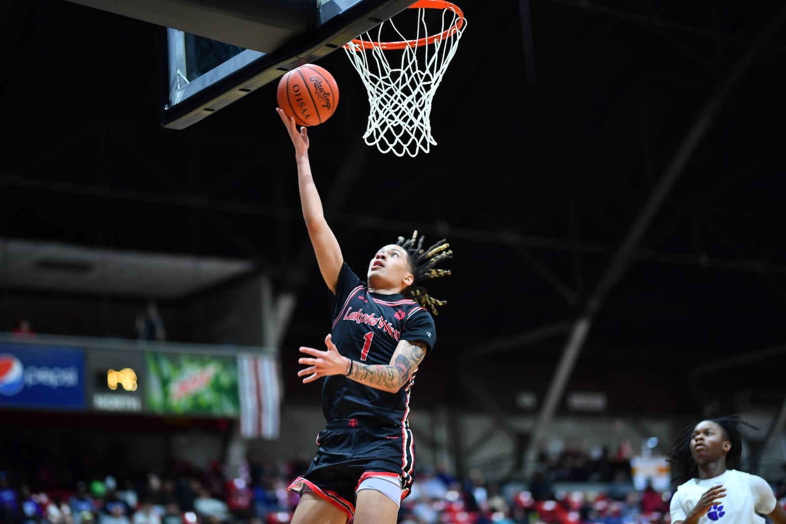 Lakota West’s Tizirai Mamutse goes up for a shot during his Division I regional final against Pickerington Central on Saturday at the Ohio Expo Center. KYLE HENDRIX / CONTRIBUTED