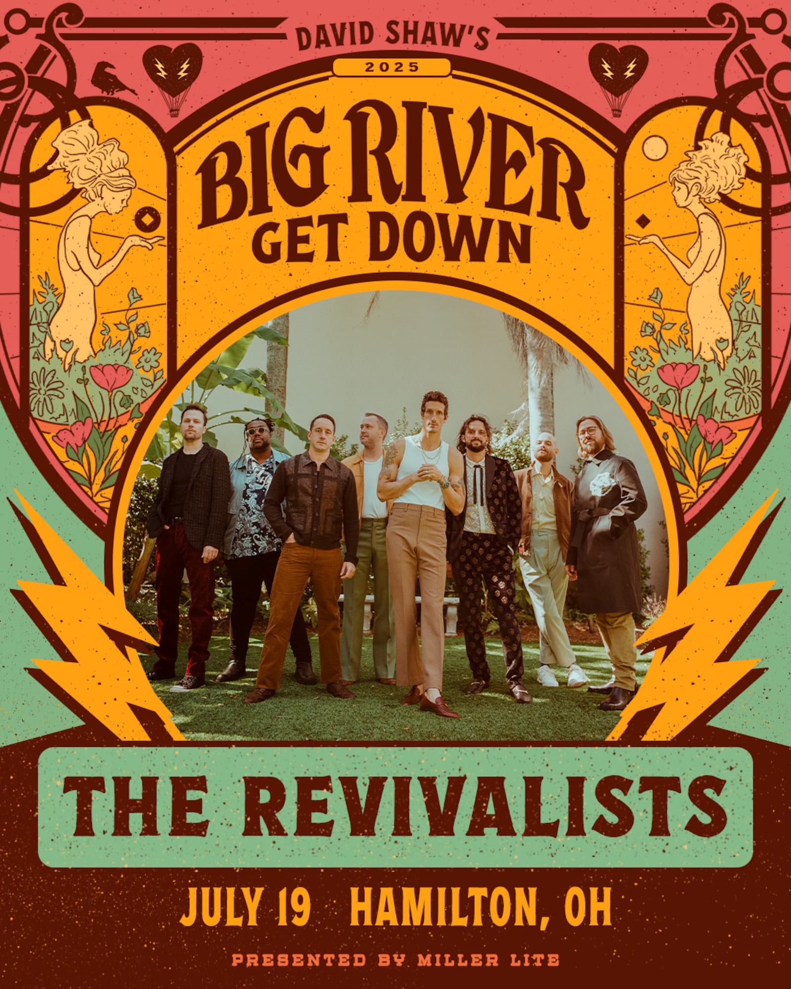 The Revivalists, will headline David Shaw’s Big River Get Down Presented by Miller Lite at RiversEdge Amphitheater on July 19. Provided