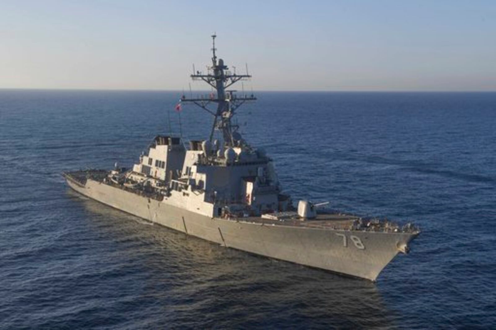 In this image provided by the U.S. Navy, the guided-missile destroyer USS Porter (DDG 78) transits the Mediterranean Sea on March 9, 2017. The United States fired a barrage of cruise missiles into Syria Thursday night in retaliation for this weekâ€™s gruesome chemical weapons attack against civilians, the first direct American assault on the Syrian government and Donald Trumpâ€™s most dramatic military order since becoming president. The Tomahawk missiles were fired from warships USS Porter and USS Ross in the Mediterranean Sea. (Mass Communication Specialist 3rd Class Ford Williams/U.S. Navy via AP)
