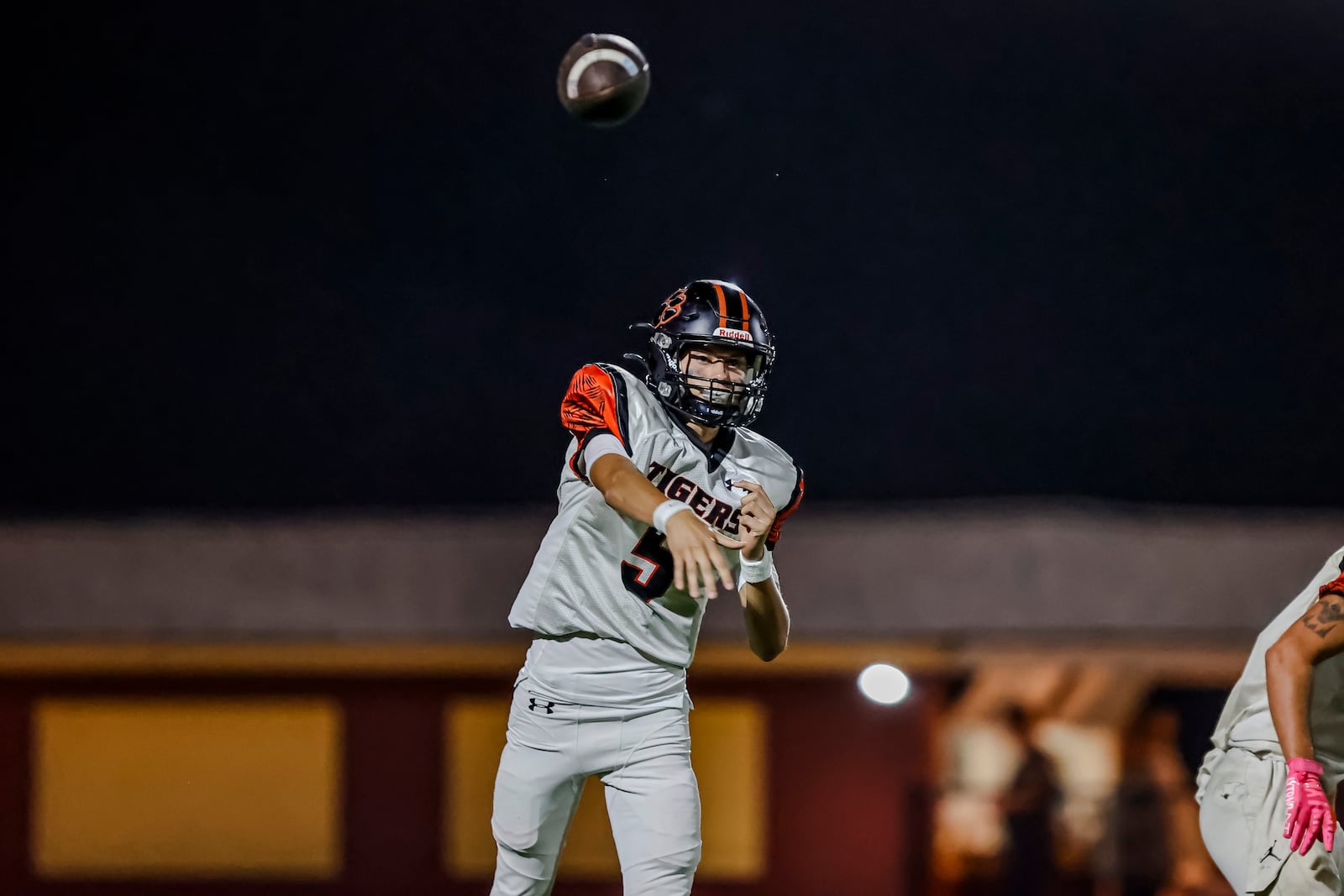 West Liberty-Salem High School sophomore quarterback Beckett Sullivan throws the ball during their game against Northeastern on Friday, Oct. 3 at Conover Stadium in Springfield. The Jets won 27-24. MICHAEL COOPER / STAFF