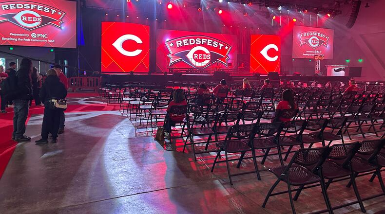Fans await the action to begin on the main stage at RedsFest 2026 on Jan. 16, 2026 at the Cincinnati Convention Center. CHARLIE GOLDSMITH / CONTRIBUTED PHOTO