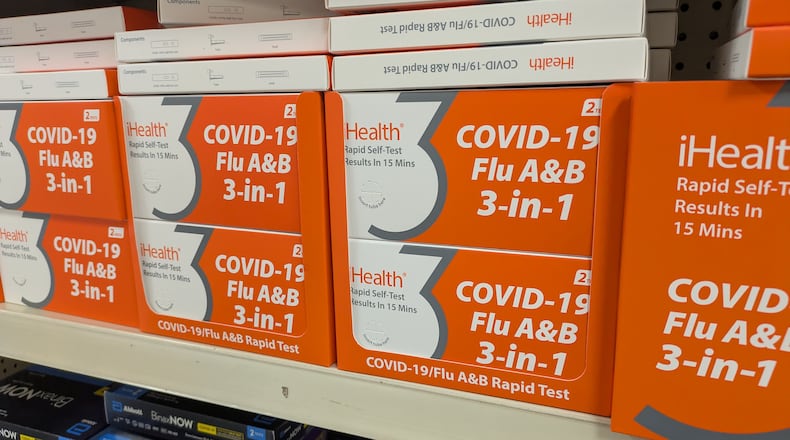 Dual COVID-19 and influenza tests are available at area stores and pharmacies. Flu activity is at a high in the state right now, according to the Ohio Department of Health. SAM WILDOW/STAFF