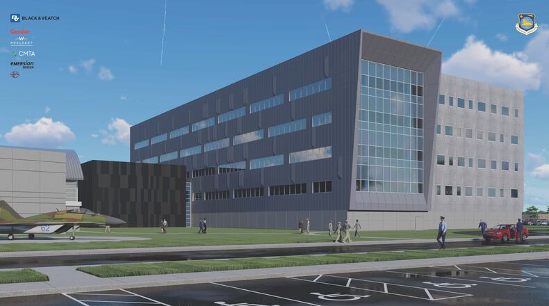 Artist rendering of the new National Air and Space Intelligence Center at Wright-Patterson Air Force Base. The Air Force Civil Engineer Center awarded a $153 million contract Aug. 18, 2020, to expand the NASIC with a new intelligence production facility. (Courtesy photo)
