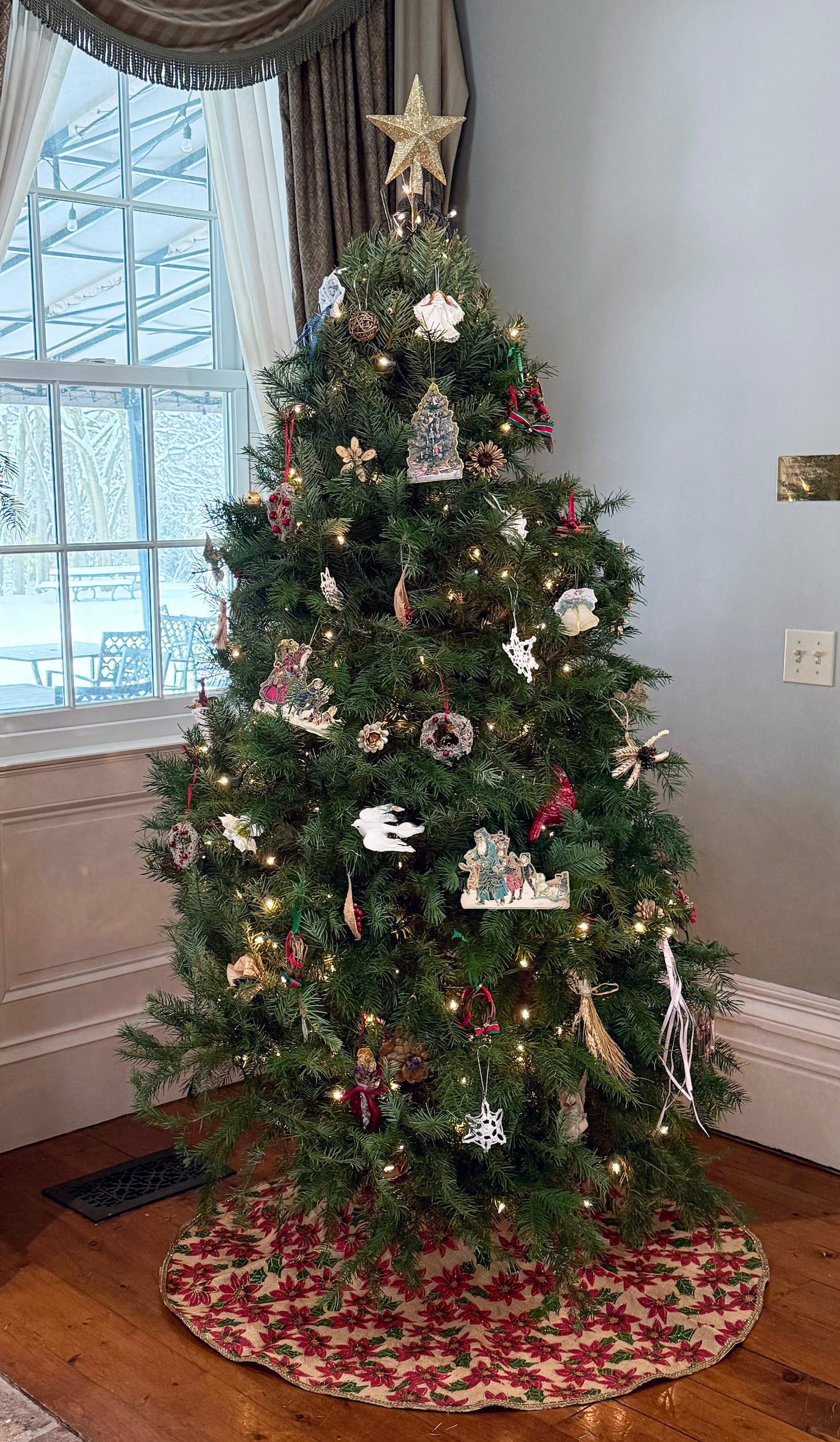 The Christmas tree in the Elisha Morgan mansion in Fairfield's Gilbert Park, is decorated as it would have been when the house was built in 1817. FOUR SEASONS GARDEN CLUB/CONTRIBUTED