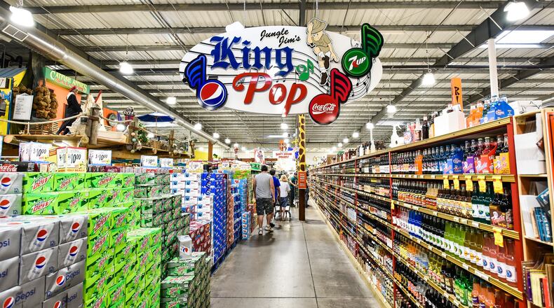 One recent addition to Jungle Jim’s International Market in Fairfield is the new King of Pop section featuring a light up sign and a button to push for Michael Jackson tunes to be played in the aisle. NICK GRAHAM/STAFF
