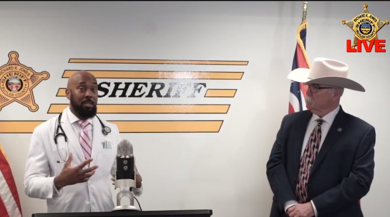 Butler County Sheriff's medical director Dr. Anthony Abudllah speaks on Wednesday, April 1, 2020, about the novel coronavirus, known as COVID-19, on Facebook Live with Butler County Sheriff Richard Jones. FACEBOOK/BUTLER COUNTY SHERIFF'S OFFICE