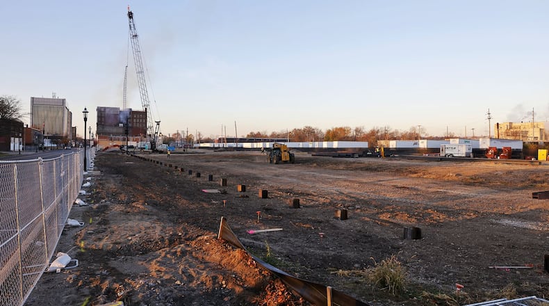 The city of Middletown is preparing to install a five million gallon storage reservoir on a four-acre property on North Main Street. The reservoir is designed to temporarily combined sewer system overflow when the system is overwhelmed. A park will be built on top of the structure after it is complete. NICK GRAHAM/STAFF