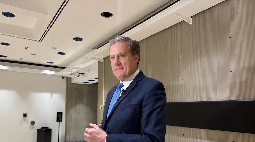 U.S. Rep. Mike Turner, R-Dayton, on Monday Jan. 12, 2026, announcing that he intends to run for reelection. THOMAS GNAU/STAFF