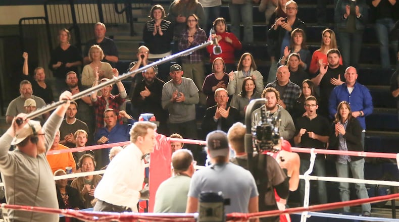 Over 200 extras were used as the audience for the movie Tiger, during one of the fight scenes filmed at Hamilton High School. GREG LYNCH / STAFF